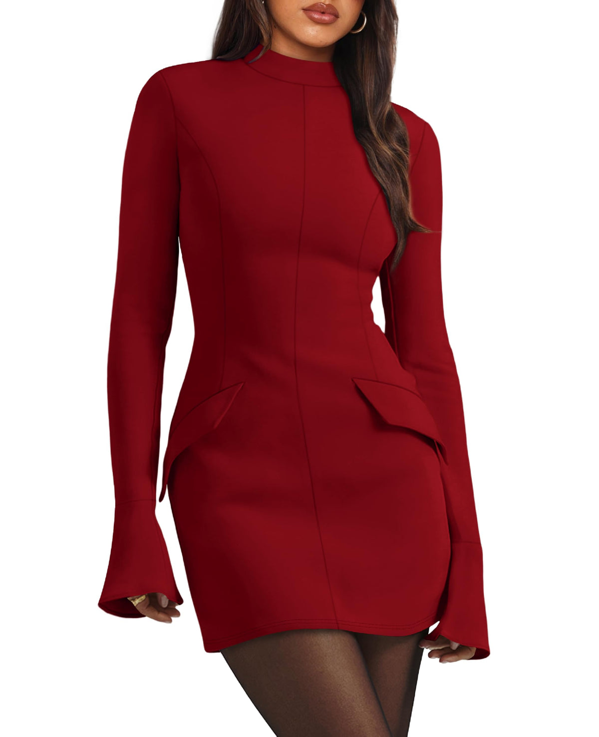 Sisu Couture's Ofeefan Fall Long Sleeve Mock Neck Dress Basic Party - image 17
