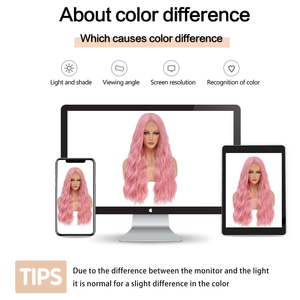 Sisu Couture's Pink Wig Long Pink Wavy Wigs 26 Inch Middle - image 7