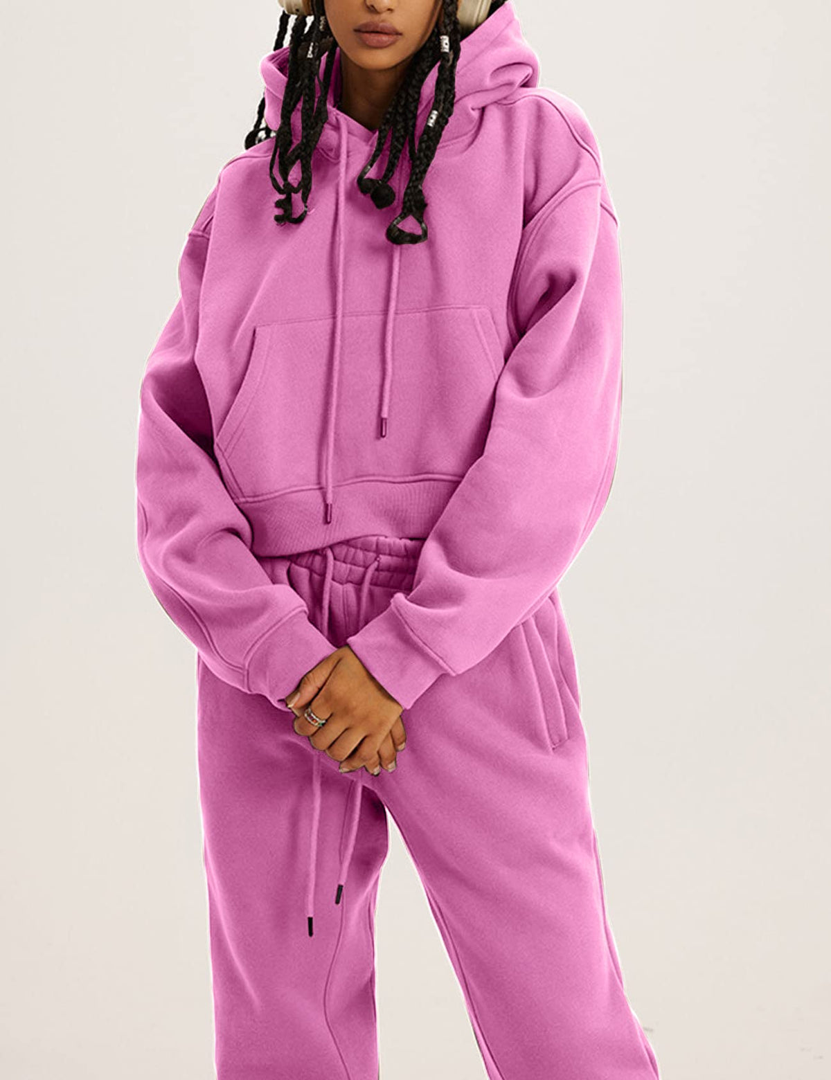 Sisu Couture's Flygo Fleece 2 Piece Outfits Fall Crop Pullover Jogger - image 16