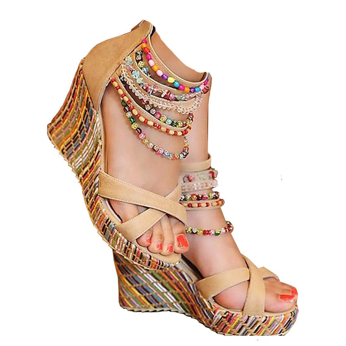 Sisu Couture's Getmorebeauty Wedge Sandals With Pearls Across The Top Platform - image 1