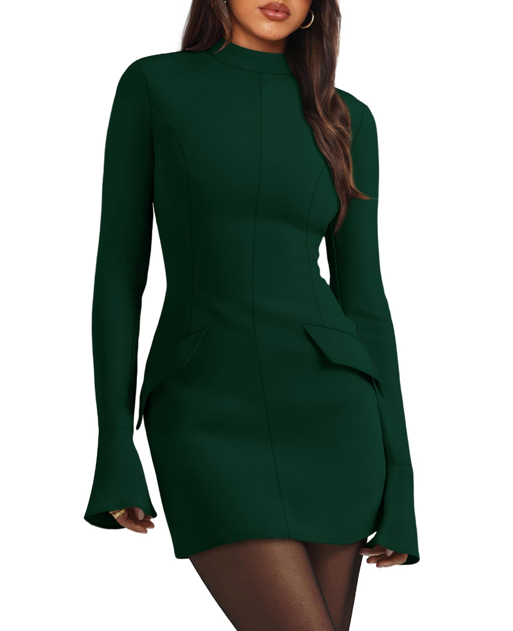 Sisu Couture's Ofeefan Fall Long Sleeve Mock Neck Dress Basic Party - image 8