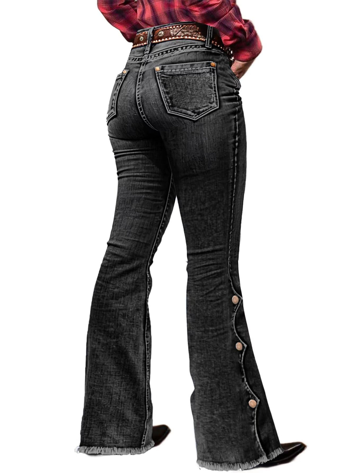 Sisu Couture's Effortlessly Chic Bootcut Jeans with Buttoned Hem - image 7
