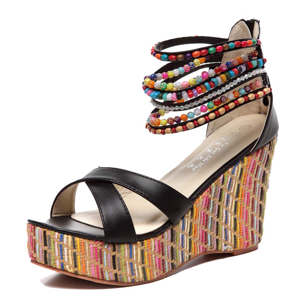 Sisu Couture's Getmorebeauty Wedge Sandals With Pearls Across The Top Platform - image 24