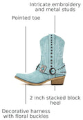 Sisu Couture's Only Maker Cowgirl Western Boots Ankle High Embroidery Pointed - image 1