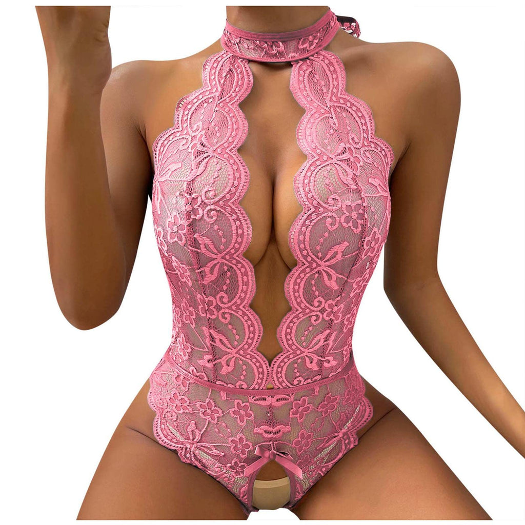 Sisu Couture's One Piece Lingerie Halterneck Crotchless High Cut Bodysuit Plus - image 1
