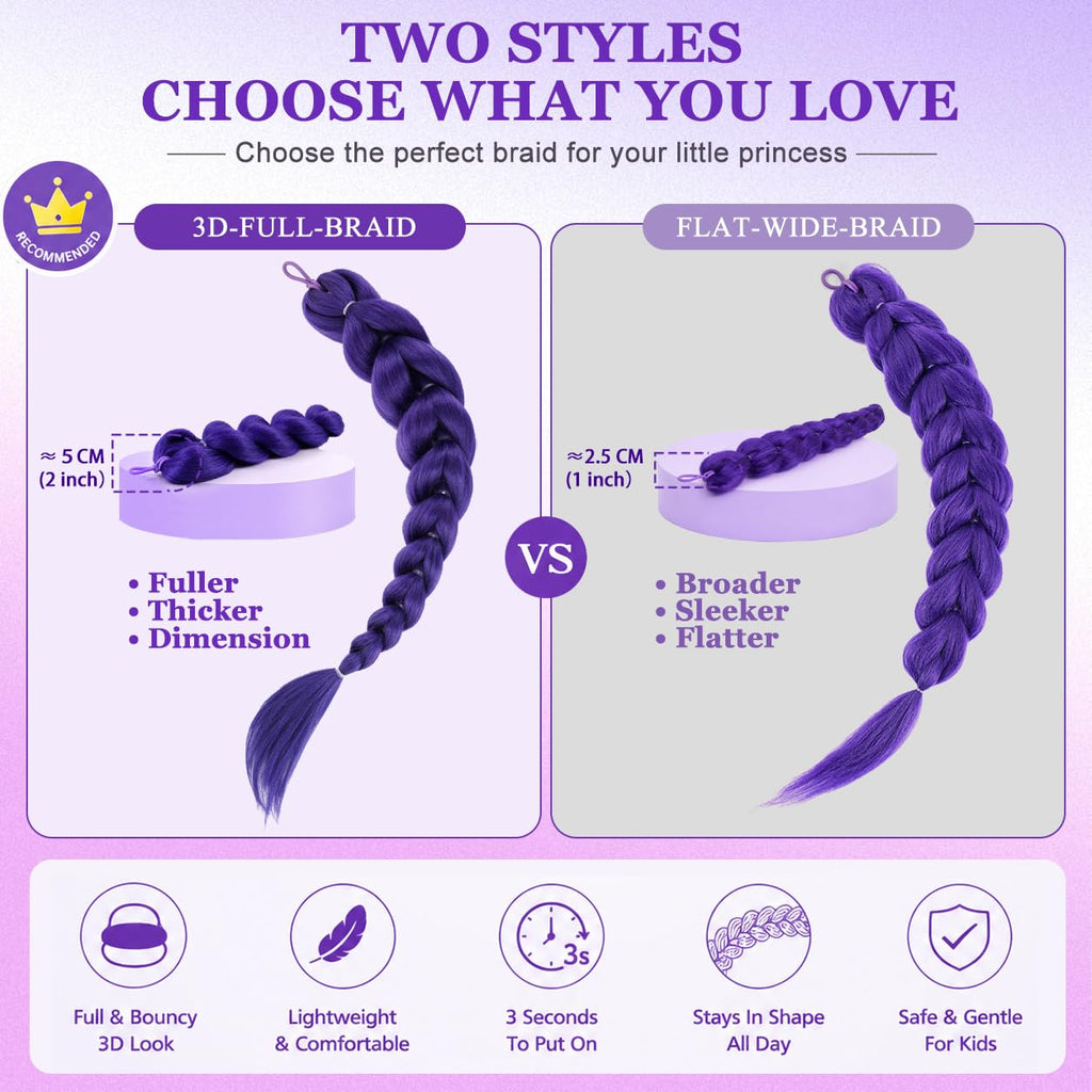Sisu Couture's Getgal 24inch Purple Braids Ponytail Hair Extensions Kids Costume - image 17