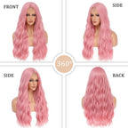 Sisu Couture's Pink Wig Long Pink Wavy Wigs 26 Inch Middle - image 3