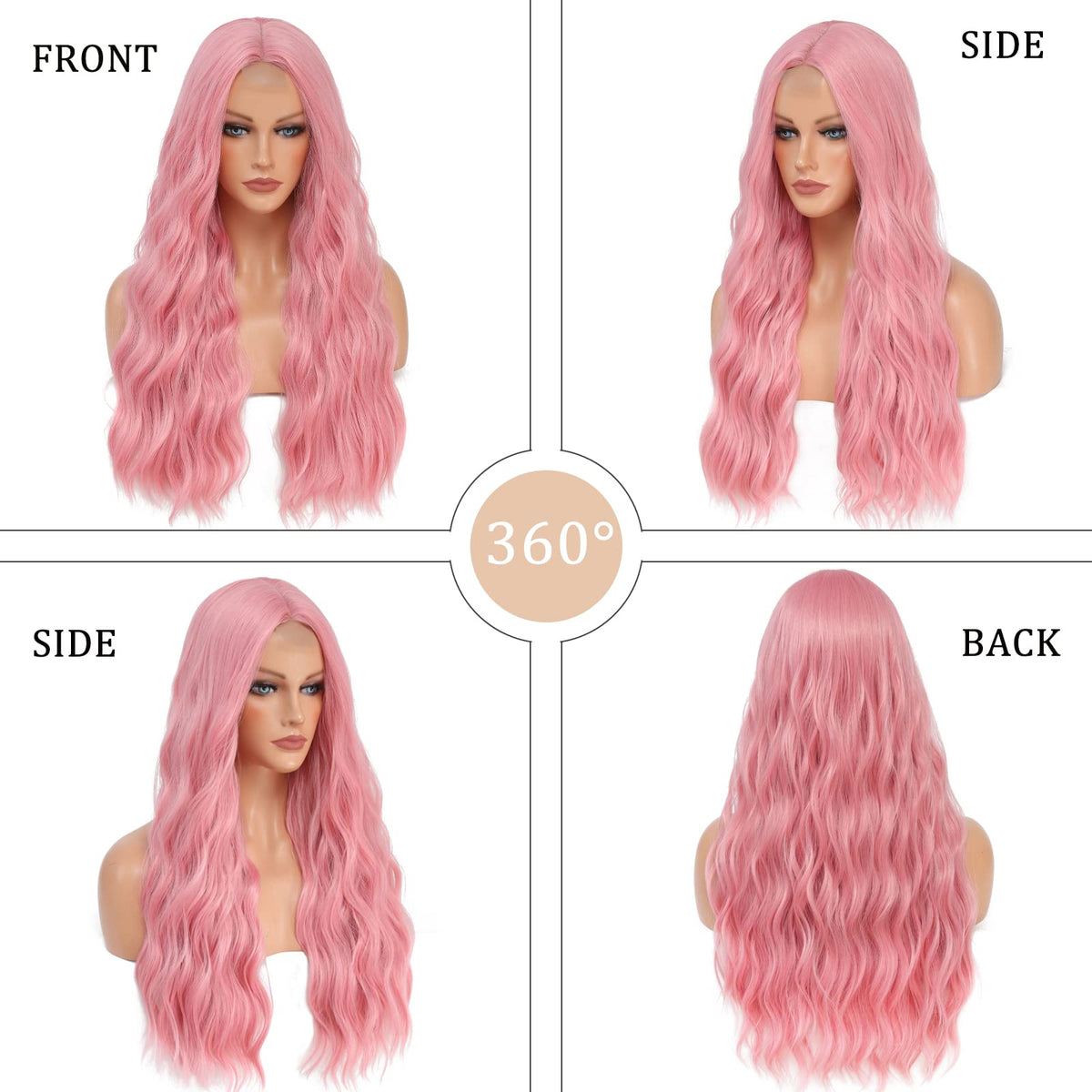 Sisu Couture's Pink Wig Long Pink Wavy Wigs 26 Inch Middle - image 3
