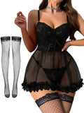 Sisu Couture's Foxiny Sexy Lingerie Dress 3 Pcs Nightgown With Thong - image 1