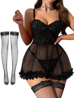 Sisu Couture's Foxiny Sexy Lingerie Dress 3 Pcs Nightgown With Thong - image 1