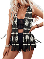 Sisu Couture's Gorglitter Western Cowgirl Fringe Vest 70s Hippie Faux Suede - image 1