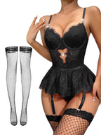 Sisu Couture's Lilosy Sexy Lingerie Set 3 Piece Corset Bodysuit Skirt - image 23