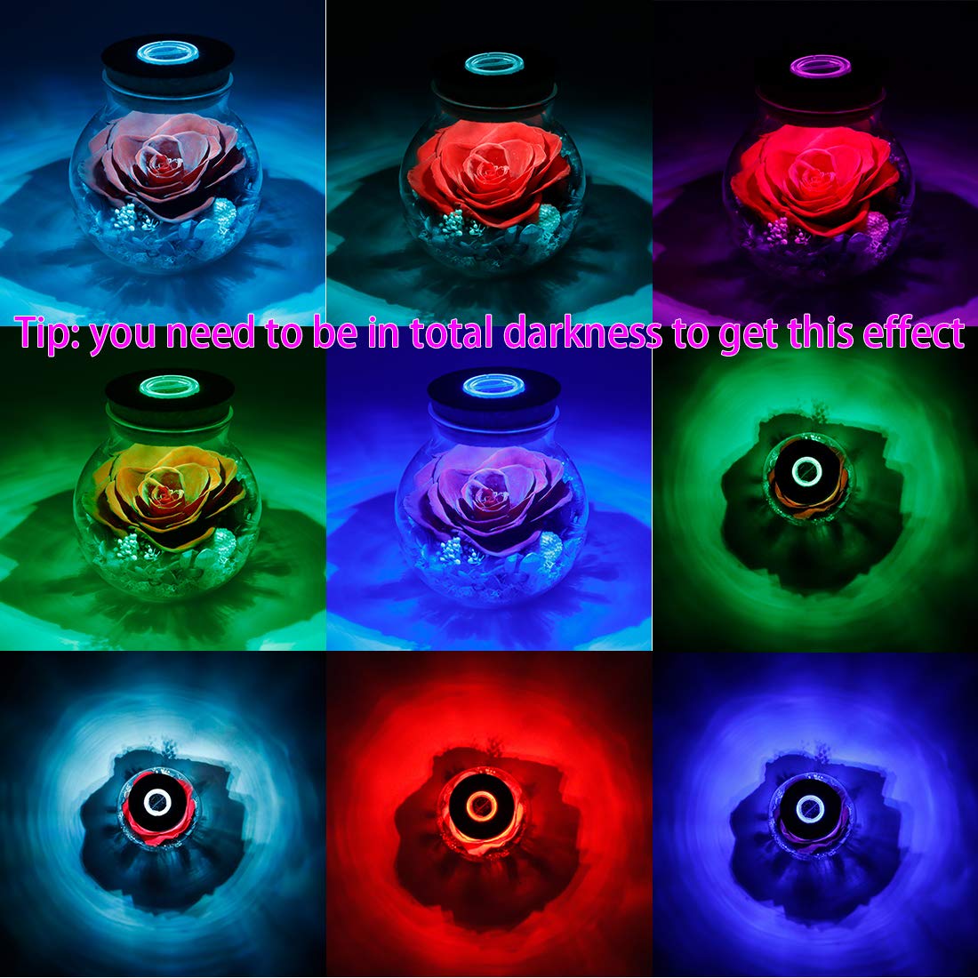 Sisu Couture's Preserved Real Roses With Colorful Mood Light Wishing Bottle - image 16