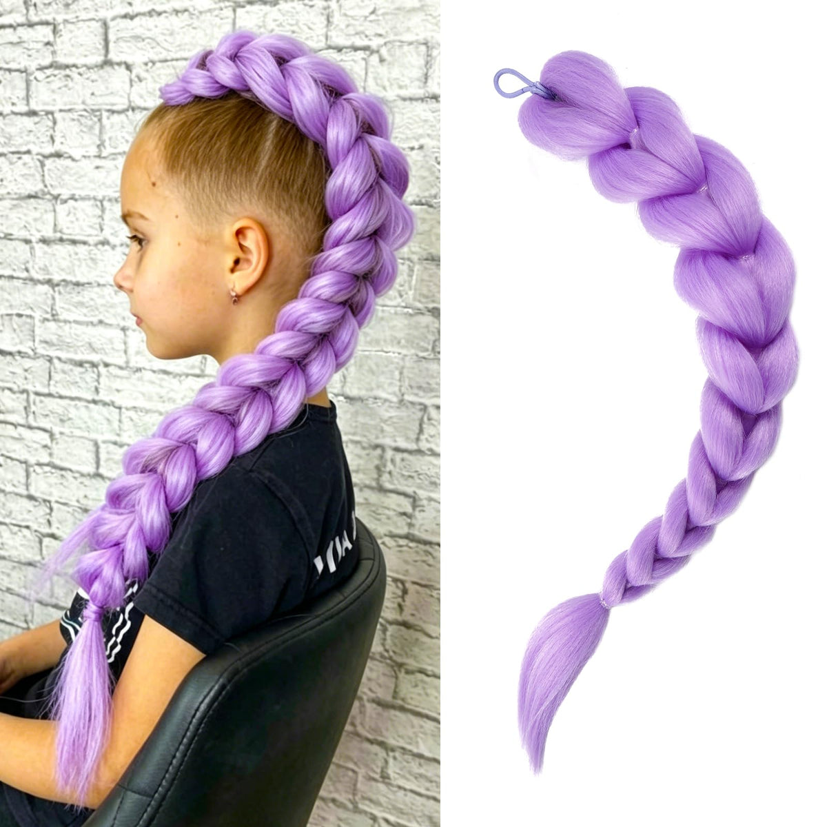 Sisu Couture's Getgal 24inch Purple Braids Ponytail Hair Extensions Kids Costume - image 24