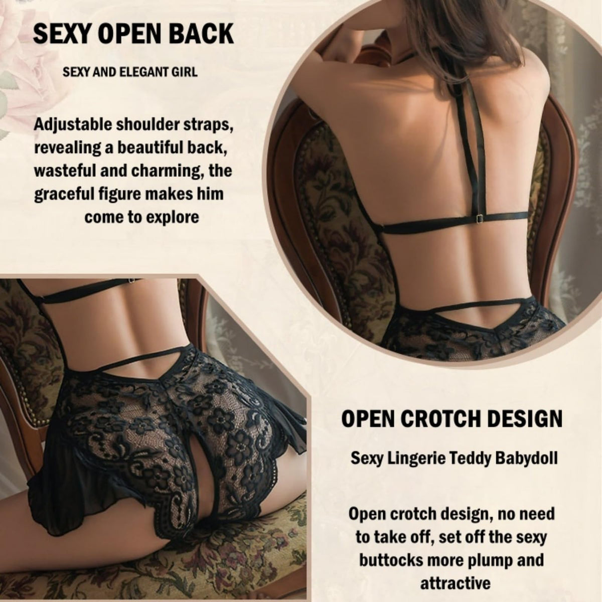 Sisu Couture's Sexy Lingerie Lace Bodysuit One Piece Teddy Mini Babydoll - image 16