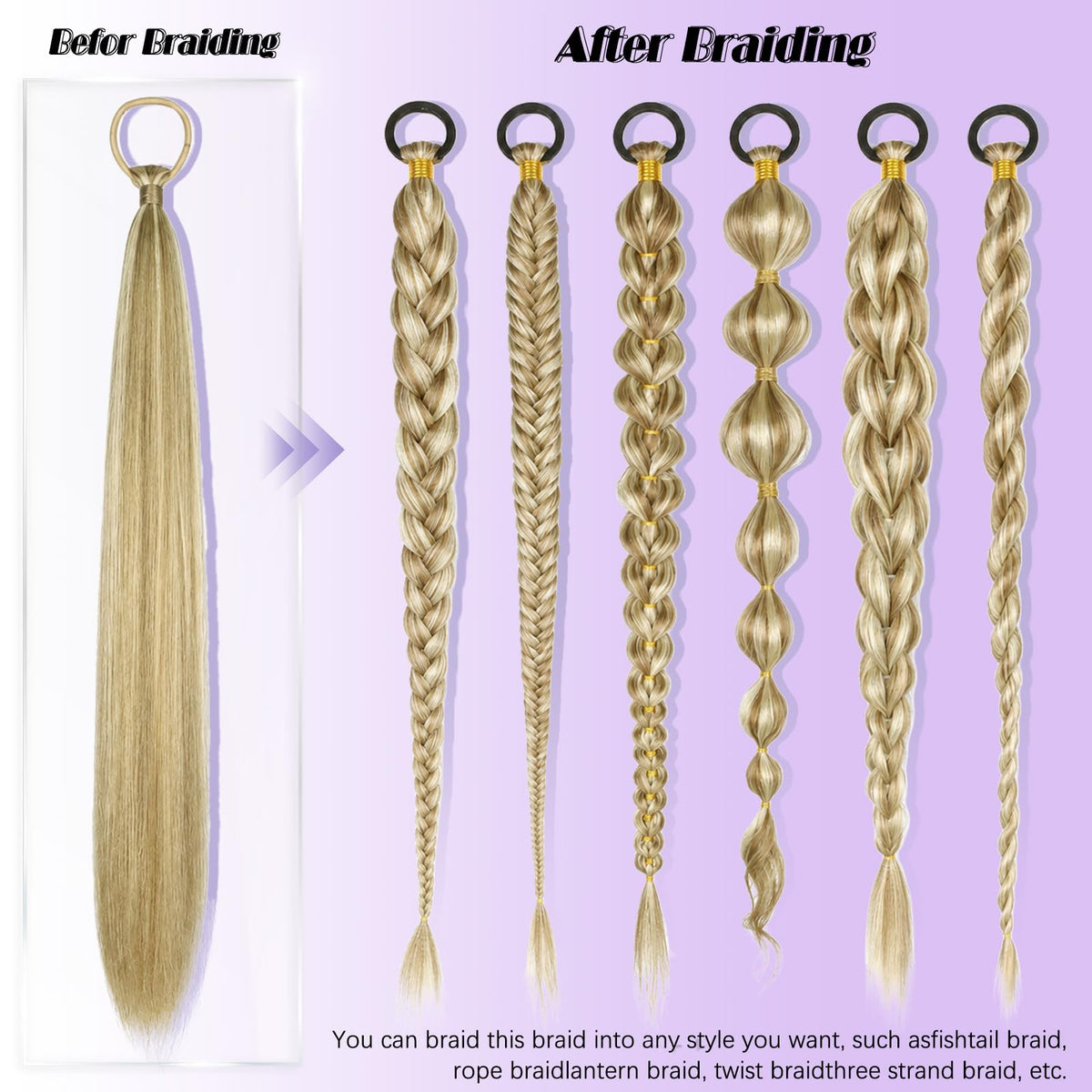 Sisu Couture's 26'' Double Ponytail Extension Set 2 Pcs Diy Braided - image 17