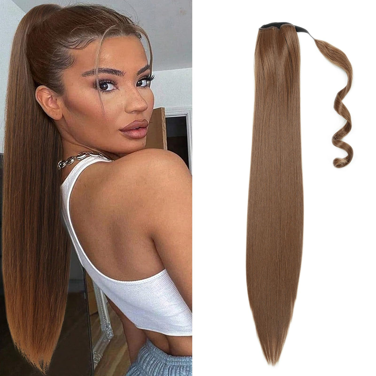 Sisu Couture's Straight Invisible Ponytail Extension Long Drawstring Pony Tail Hair - image 23