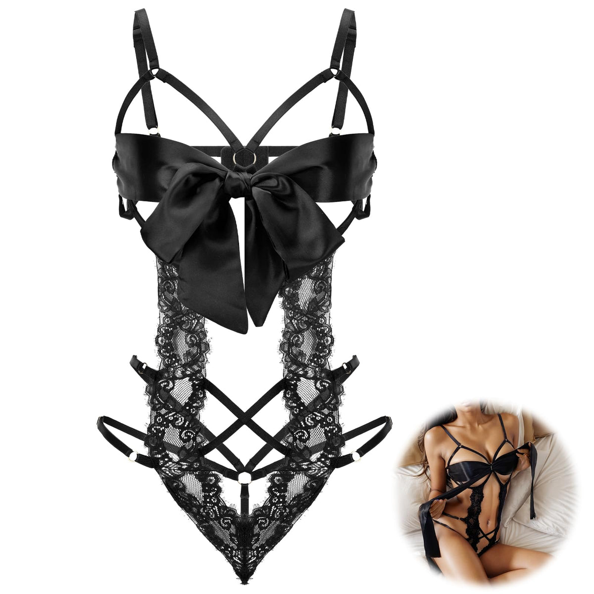 Sisu Couture's Lingerie Set Unwrap Me Bow Tie Lingerie Lace Smooth - image 18