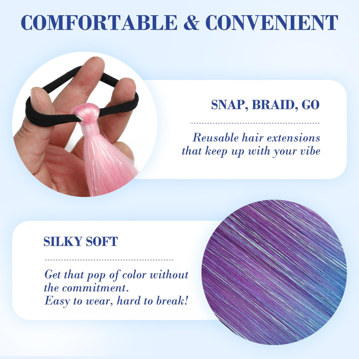 Sisu Couture's 2pcs 26" Colored Hair Extensions With Tinsel For Crazy - image 16