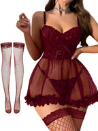 Sisu Couture's Foxiny Sexy Lingerie Dress 3 Pcs Nightgown With Thong - image 20