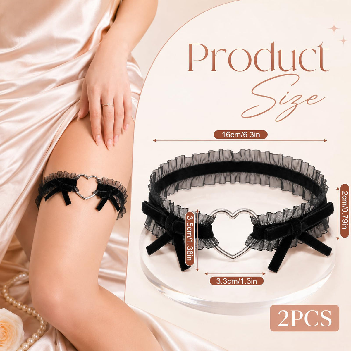 Sisu Couture's 2 Pcs Adjustable Heart Lace Thigh Garter - image 9