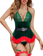 Sisu Couture's Avidlove Christmas Lingerie Sets Garter Bustier Set Santa Babydoll - image 19