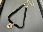 Sisu Couture's Momocat 14k Gold Plated Black Velvet Choker Imitation Ruby - image 9