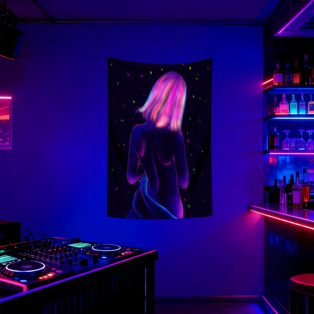 Sisu Couture's Qghot Anime Girl Blacklight Sex Art Wall Hanging Tapestries - image 19
