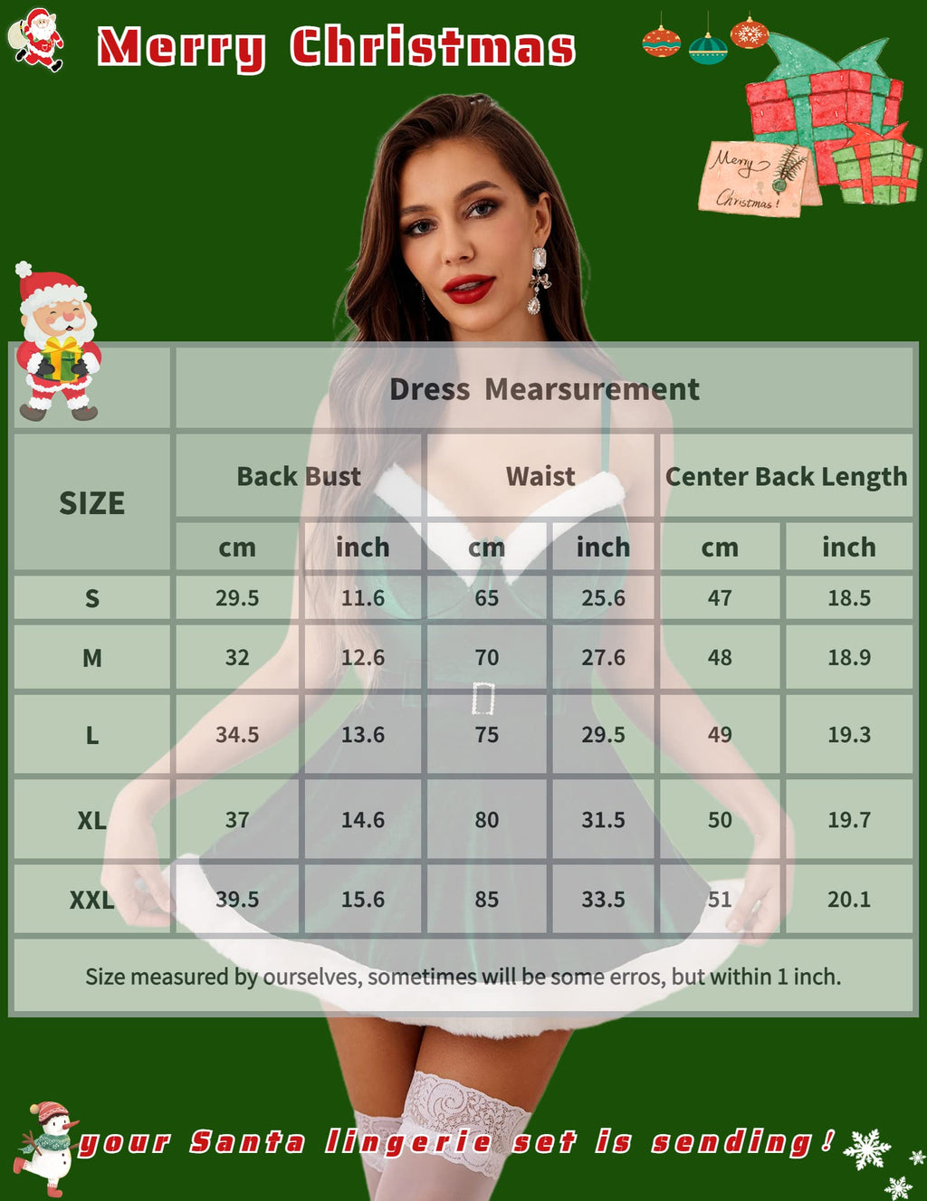 Sisu Couture's Avidlove Christmas Dress Sexy Santa Dress Set Babydoll Chemise - image 16