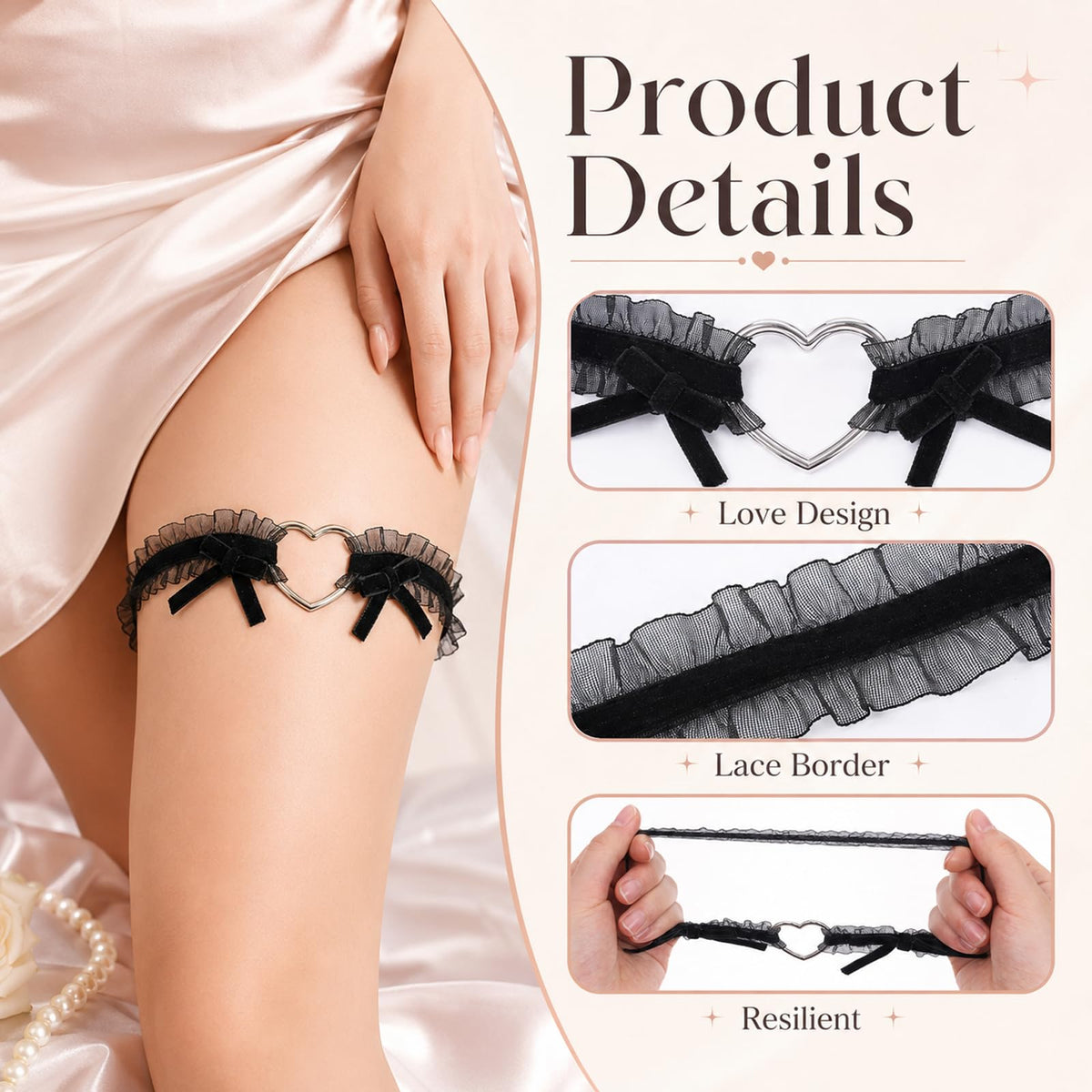 Sisu Couture's 2 Pcs Adjustable Heart Lace Thigh Garter - image 10