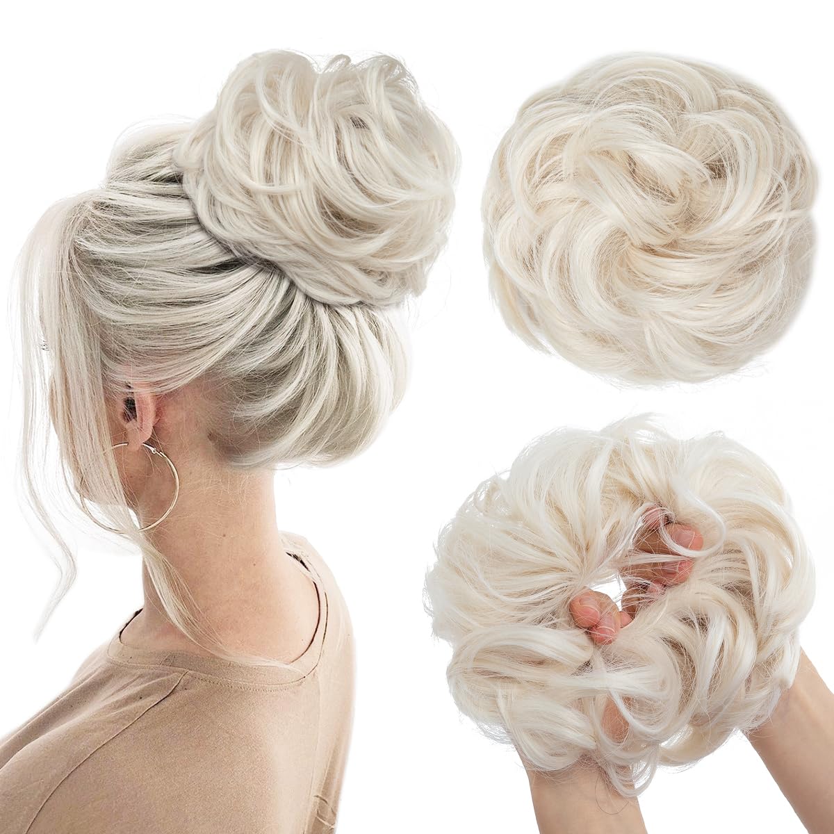 Sisu Couture's Cjl Hair Large Messy Bun Hair Piece Wavy Curly - image 23