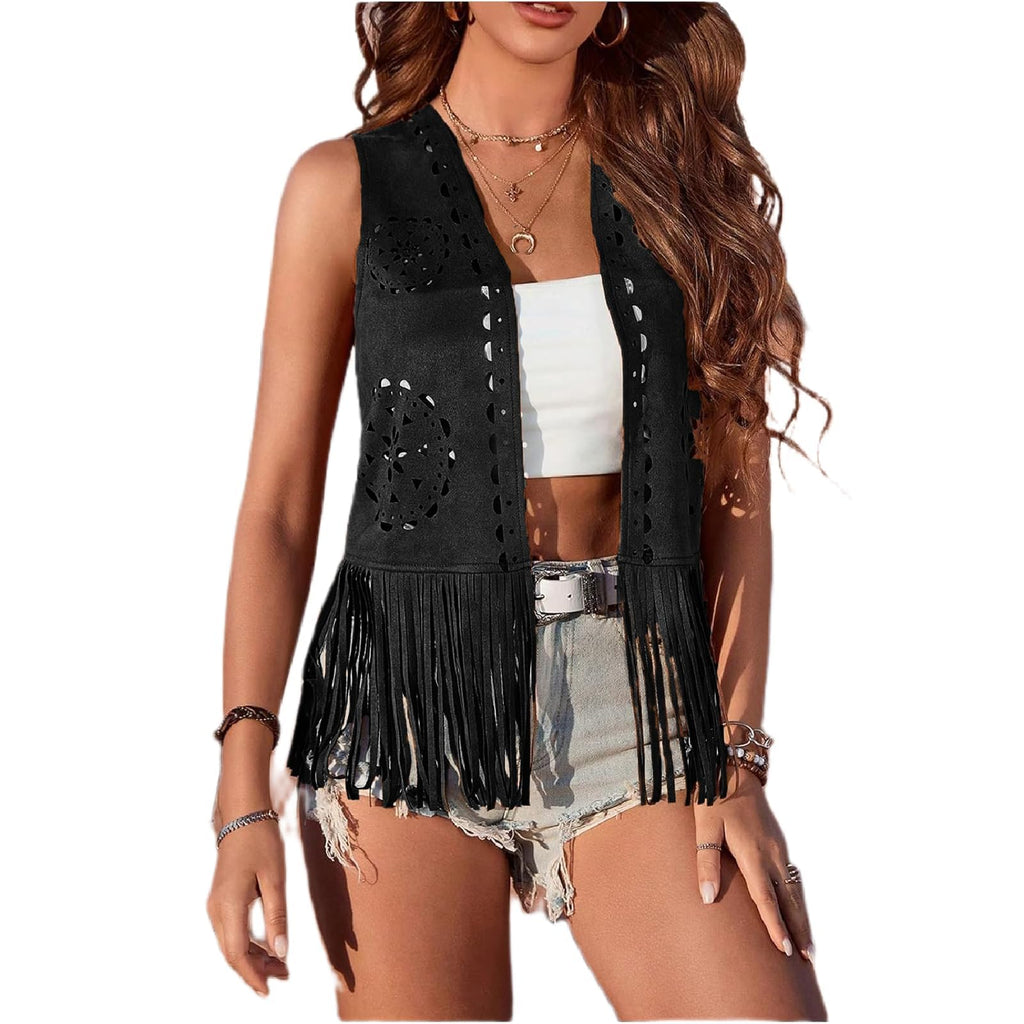 Sisu Couture's Lysink Fringe Vest 60s 70s Hippie Vest Open Front - image 7