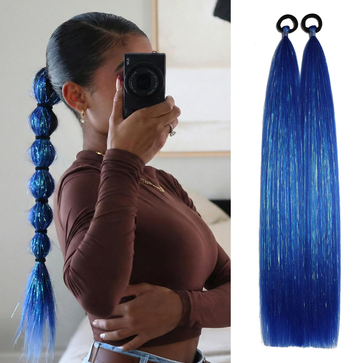 Sisu Couture's 2pcs 26" Colored Hair Extensions With Tinsel For Crazy - image 20