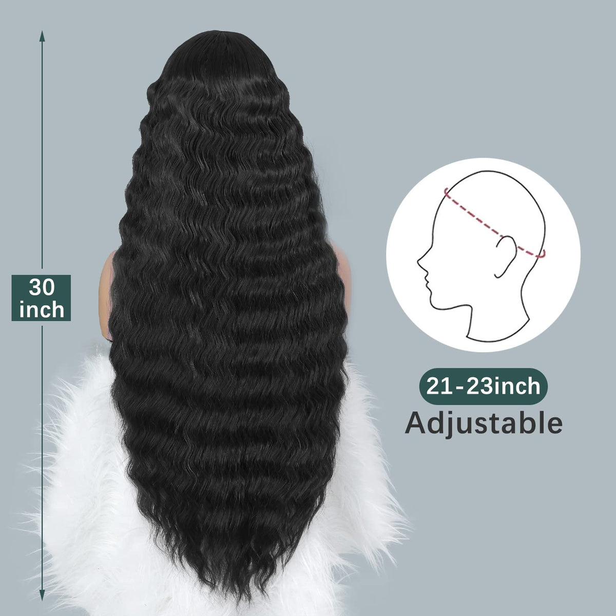 Sisu Couture's Instastyle 30 Inch Synthetic Curly Wigs Long Black Hair - image 17
