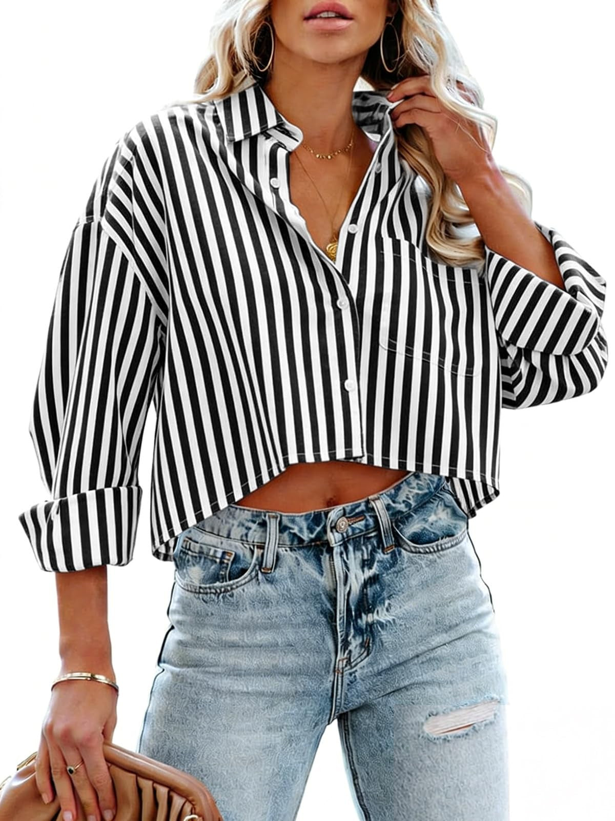 Sisu Couture's Tankaneo Button Down Cropped Shirts Long Sleeve Crop Tops - image 13