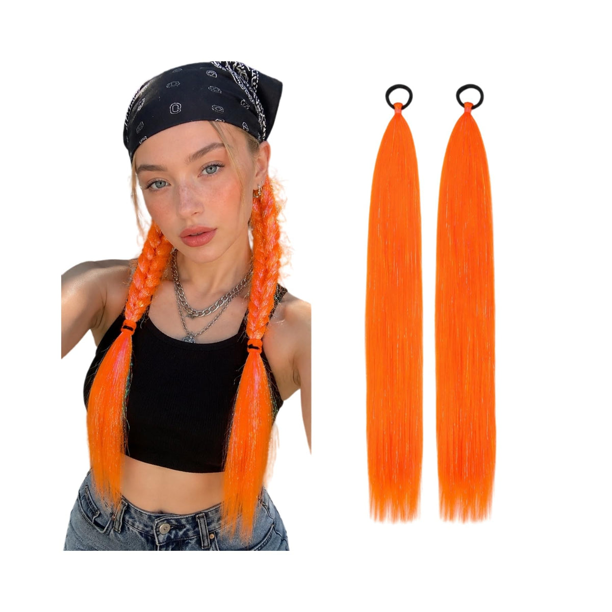 Sisu Couture's 2pcs 26" Colored Hair Extensions With Tinsel For Crazy - image 24