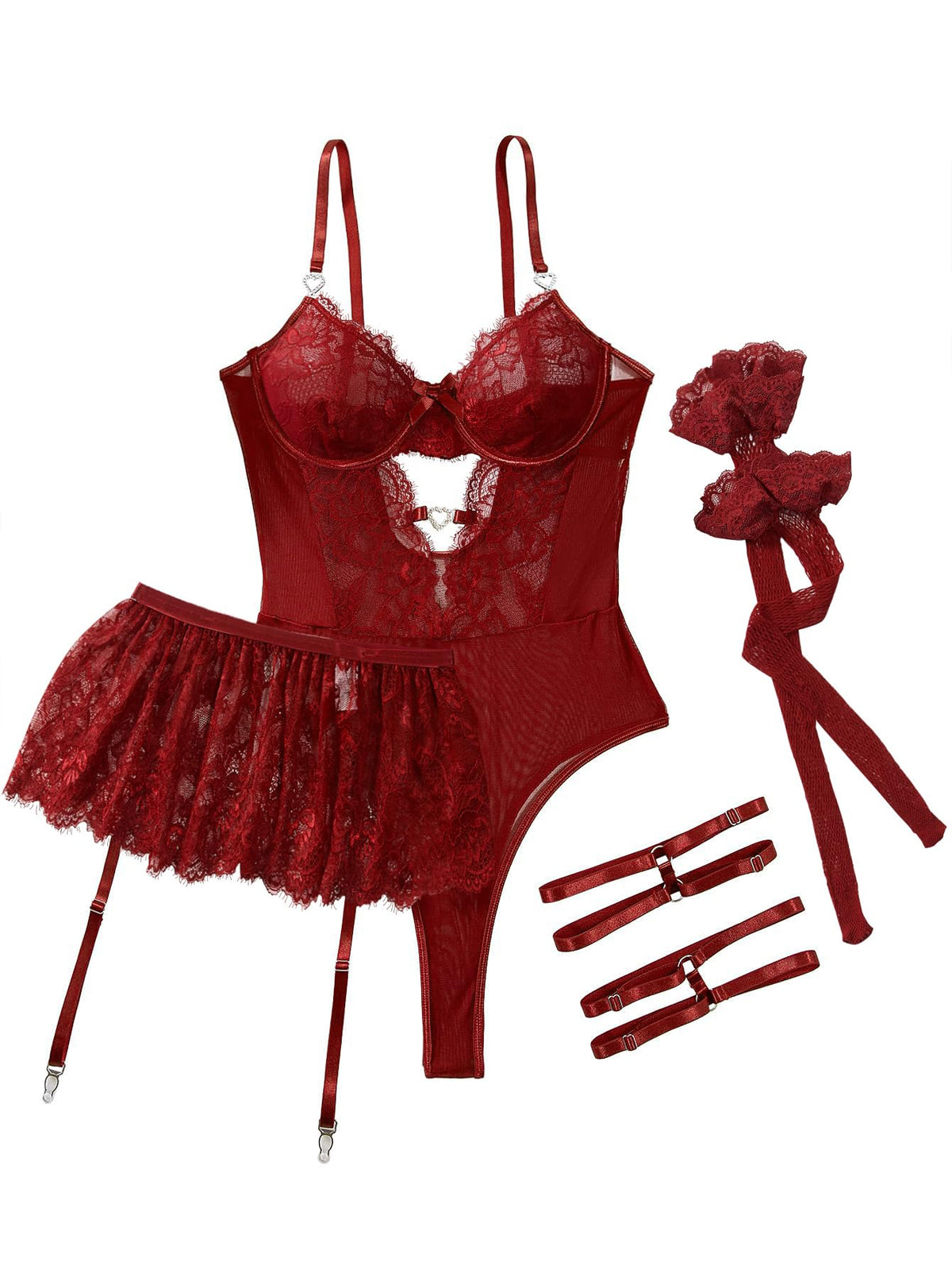 Sisu Couture's Lilosy Sexy Lingerie Set 3 Piece Corset Bodysuit Skirt - image 16