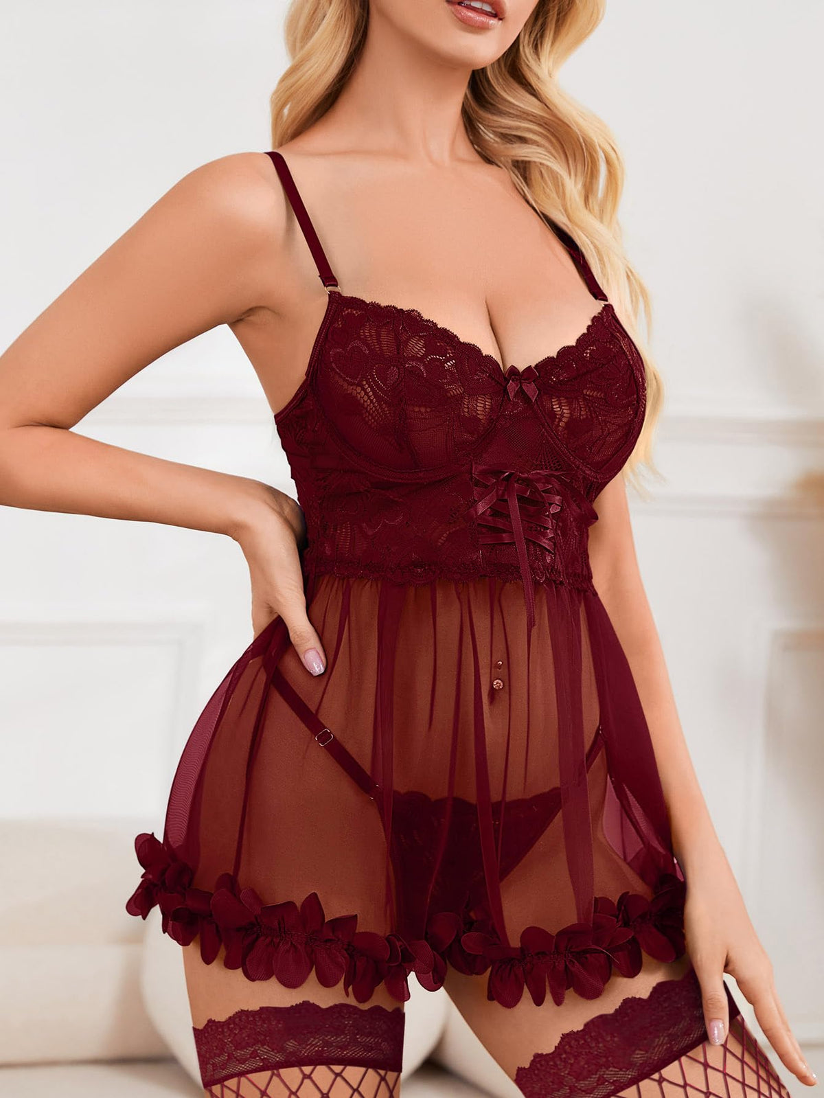 Sisu Couture's Foxiny Sexy Lingerie Dress 3 Pcs Nightgown With Thong - image 15