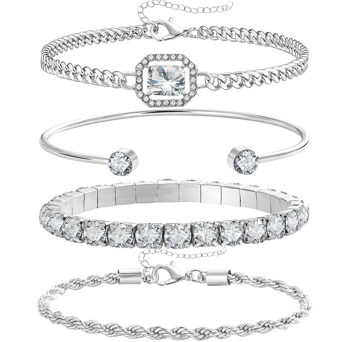 Sisu Couture's 17if 4 Pcs Dainty Gold Silver Bracelets Set - image 1