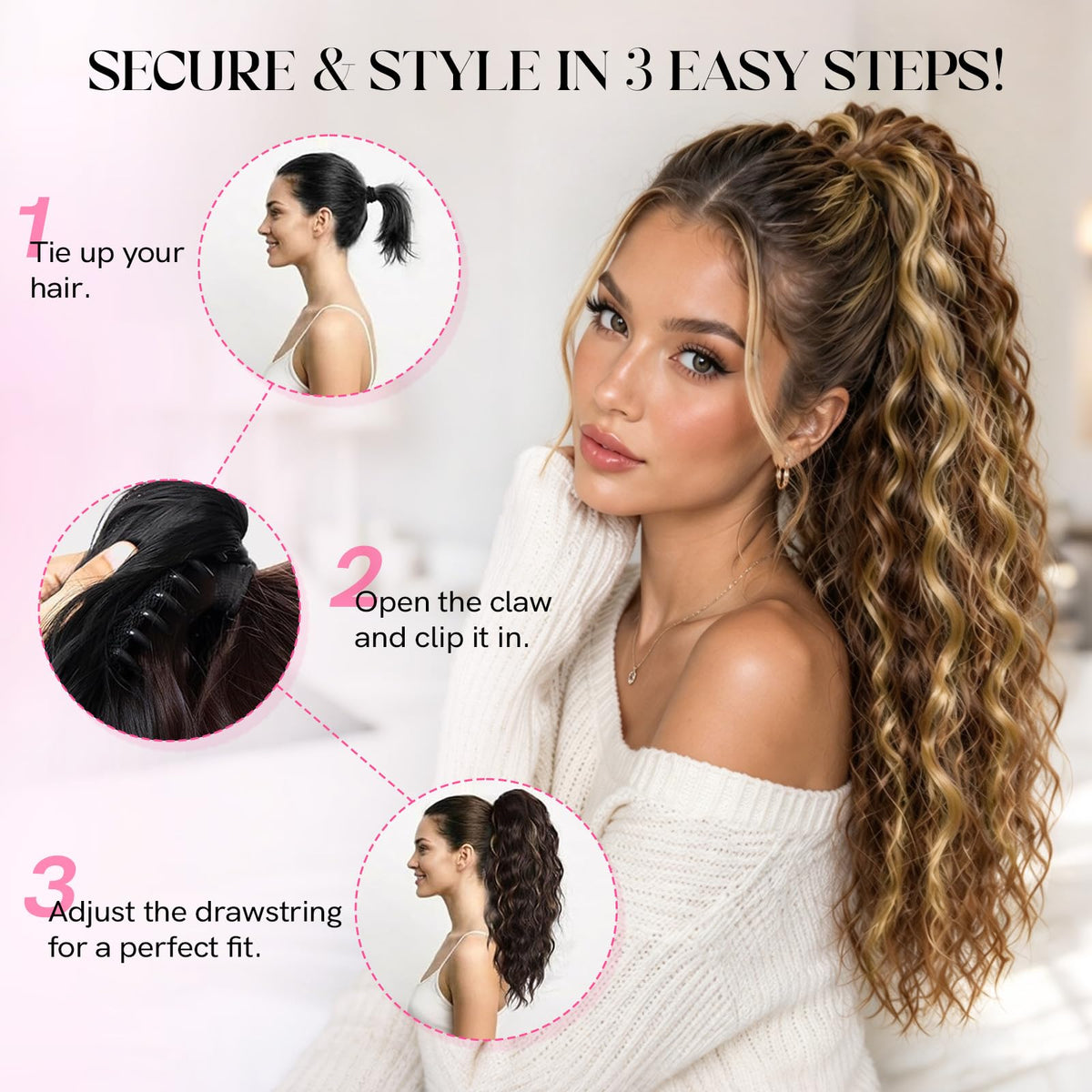 Sisu Couture's 20 Inch Long Wavy Claw Clip Ponytail Extension - image 18