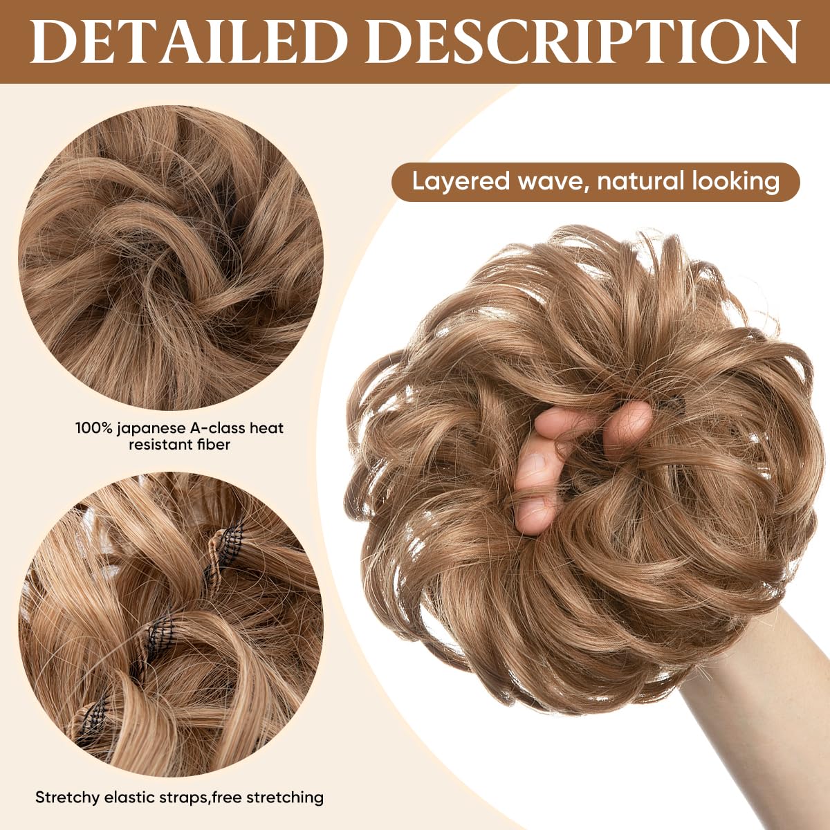 Sisu Couture's Cjl Hair Large Messy Bun Hair Piece Wavy Curly - image 16