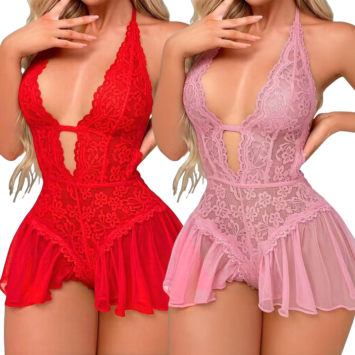Sisu Couture's Sexy Lingerie Lace Bodysuit One Piece Teddy Mini Babydoll - image 22