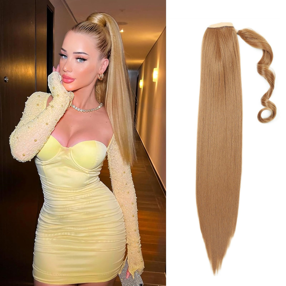 Sisu Couture's Straight Invisible Ponytail Extension Long Drawstring Pony Tail Hair - image 20