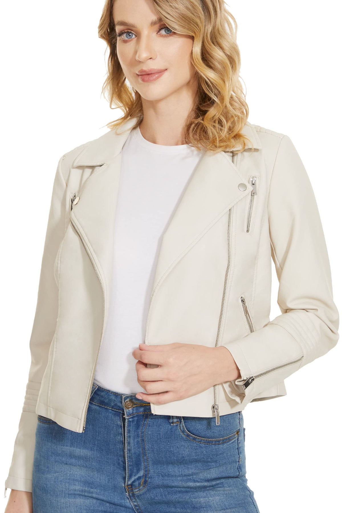 Sisu Couture's Fahsyee Lapel Faux Leather Moto Jacket - image 21