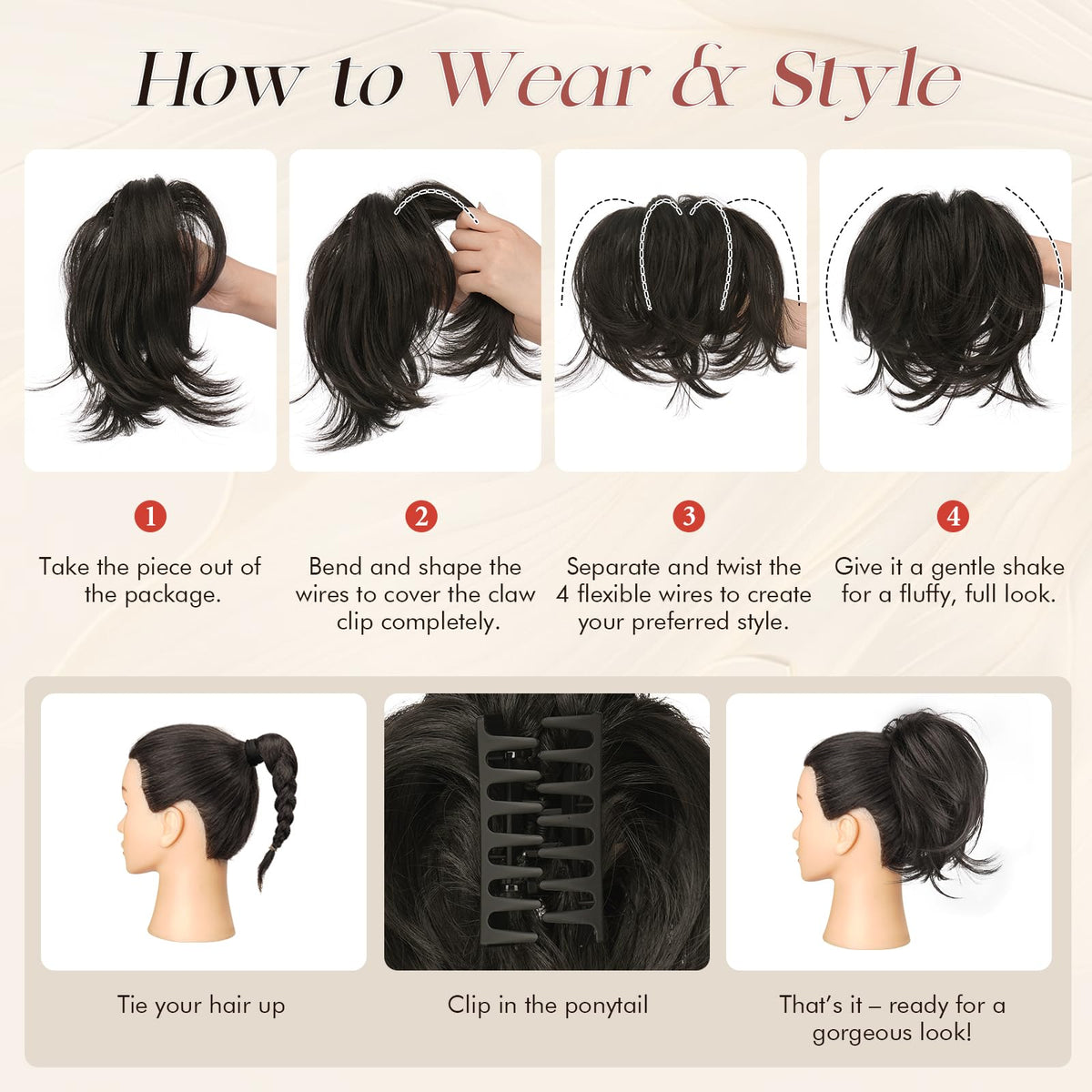Sisu Couture's Sofeiyan Claw Clip Short Ponytail Extension Diy Bendable Wires - image 17