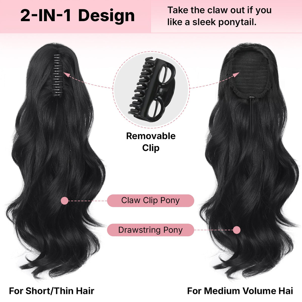 Sisu Couture's 18" Pony Tails Hair Extensions Clip In Ponytail Hair - image 17