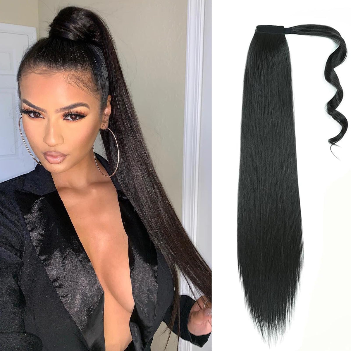 Sisu Couture's Straight Invisible Ponytail Extension Long Drawstring Pony Tail Hair - image 21