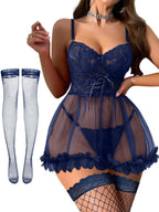 Sisu Couture's Foxiny Sexy Lingerie Dress 3 Pcs Nightgown With Thong - image 1