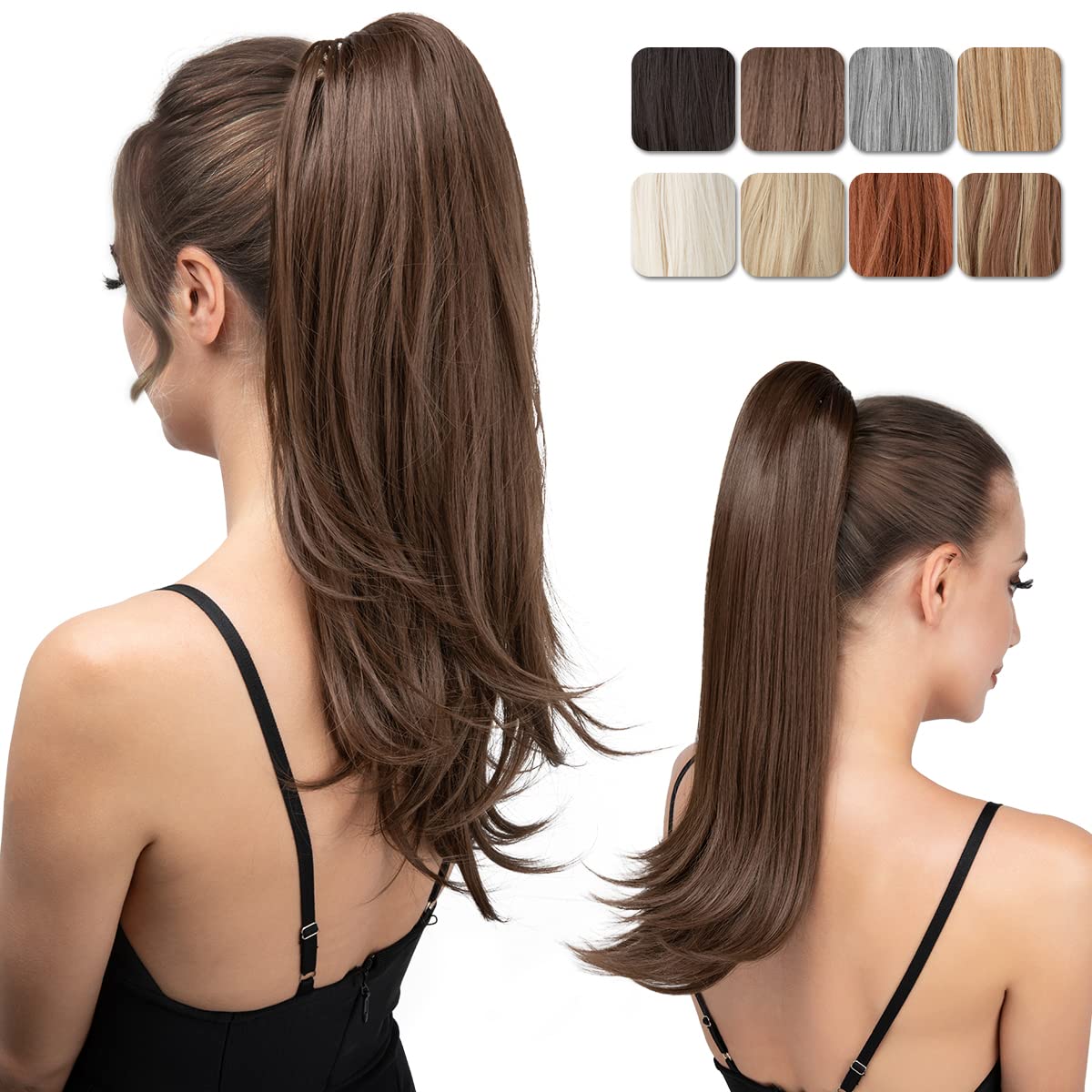 Sisu Couture's Clip in Ponytail Extension Medium Brown 18 Inch Pony - image 1