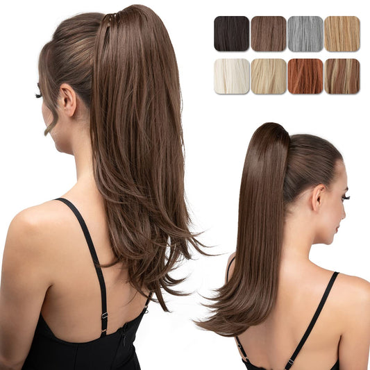 Sisu Couture's Clip in Ponytail Extension Medium Brown 18 Inch Pony - image 1